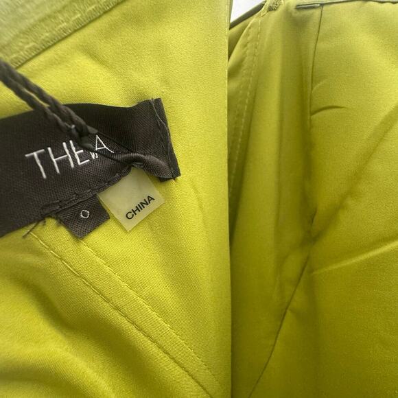 Theia Venus Pleated Off-Shoulder Drape A-Line Gown Peridot Size 0 NWT - Picture 11 of 15